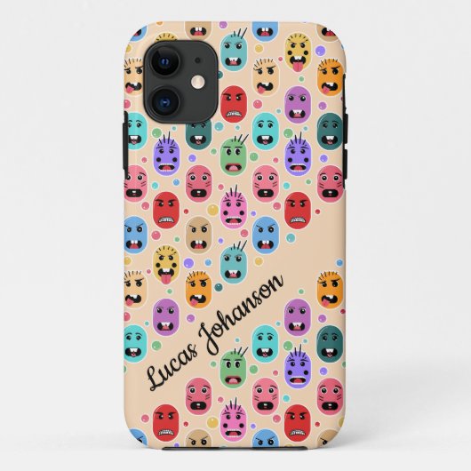 Emoties Kleurrijke Gezichten Aangepaste Naam Case-Mate iPhone Case (Achterkant)