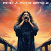 Emotieve figuur schreeuwen op een Sunset Bridge | Perfect Poster