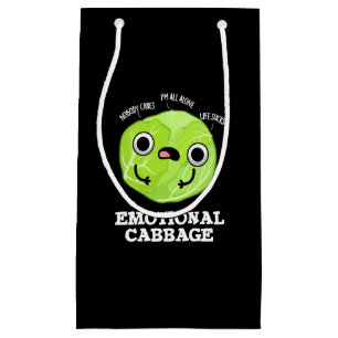 Emotional Cabbage Funny Veggie Pun Dark BG Klein Cadeauzakje
