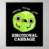 Emotional Cabbage Funny Veggie Pun Dark BG Poster (Voorkant)