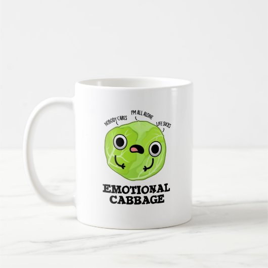 Emotional Cabbage Funny Veggie Pun Koffiemok (Links)