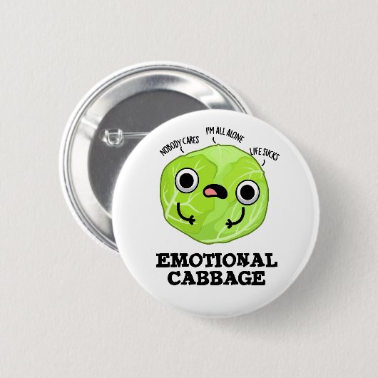 Emotional Cabbage Funny Veggie Pun Ronde Button 5,7 Cm (Voorkant /achterkant)