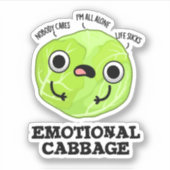 Emotional Cabbage Funny Veggie Pun Sticker (Voorkant)