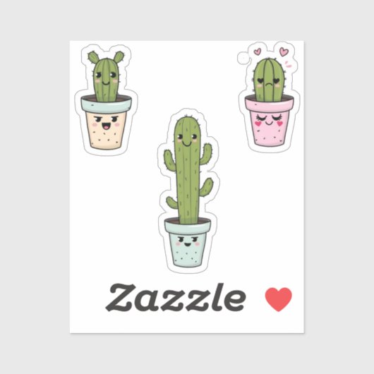 Emotional Cactus Trio Sticker - Schattige Grappig  (Vel)