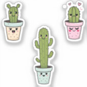Emotional Cactus Trio Sticker - Schattige Grappig  (Voorkant)