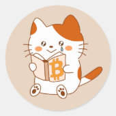 Emotional cat reading Bitangle book Ronde Sticker (Voorkant)