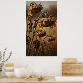 Emotional Drying Sunflower Art Poster (Keuken)