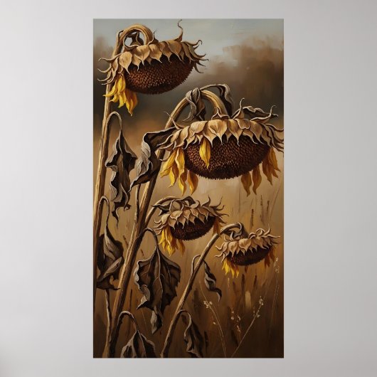 Emotional Drying Sunflower Art Poster (Voorkant)