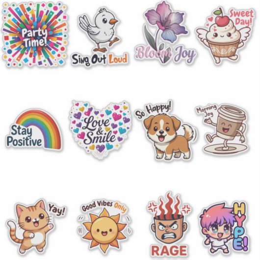Emotional Emoji Sticker Bundle – Cute Expression S (Voorkant)