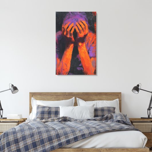 Emotional Expressionist | Orange and Purple Agony Canvas Afdruk (Insitu (Slaapkamer))