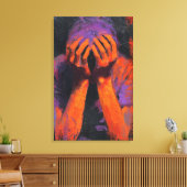 Emotional Expressionist | Orange and Purple Agony  Canvas Afdruk (Insitu (Woonkamer))
