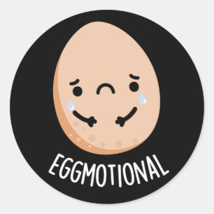 Emotional Funny Emotional Egg Pun Dark BG Ronde Sticker