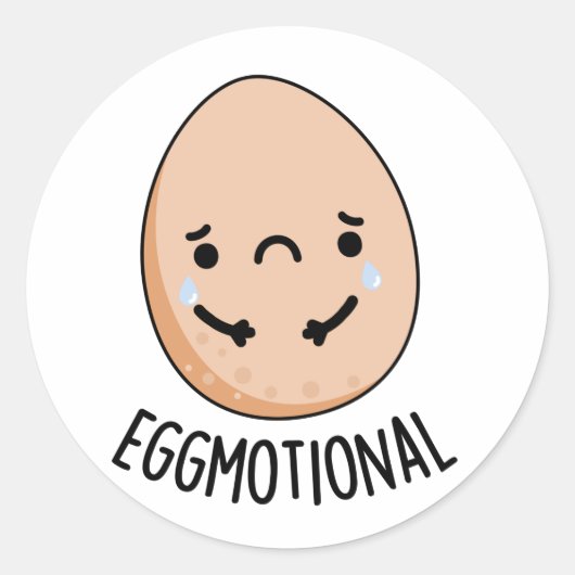 Emotional Funny Emotional Egg Pun Ronde Sticker (Voorkant)