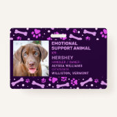 Emotional Support Animal ID Custom Pet Dog Photo Badge (Voorkant)