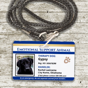 Emotional Support Animal ID Enkele Foto Optie Badg Badge