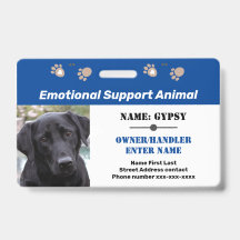 Emotional Support Animal ID One Photo Option