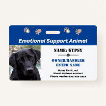 Emotional Support Animal ID One Photo Option