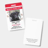 Emotional Support Animal ID One Photo Option Badge (Voor- en achterkant)
