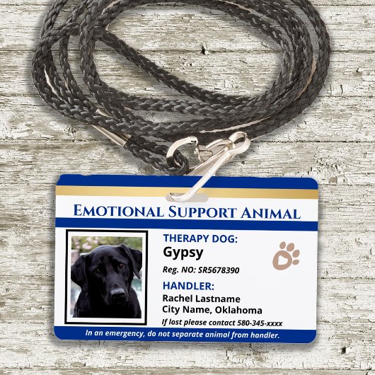Emotional Support Animal ID One Photo Option Badge