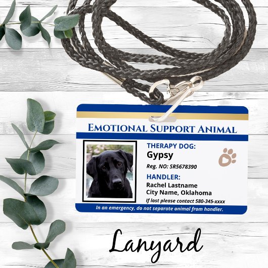 Emotional Support Animal ID One Photo Option Badge