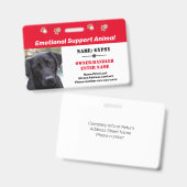 Emotional Support Animal ID One Photo Option Badge (Voor- en achterkant)