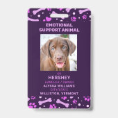 Emotional Support Animal ID Service Pet Dog Foto Badge (Voorzijde)