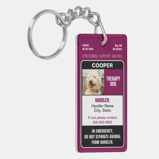 Emotional Support Animal ID Therapy Photo Custom Sleutelhanger (Voorkant Links)