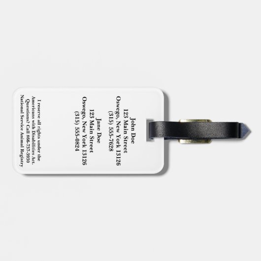 Emotional Support Animal Identification Luggable T Bagagelabel (Achterkant horizontaal)