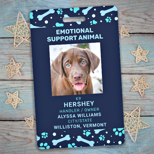 Emotional Support Animal Service Pet Dog Foto ID Badge