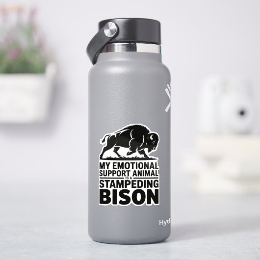 Emotional Support Bison Funny Mental Health Design Sticker (HydroFlask)