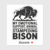 Emotional Support Bison Funny Mental Health Design Sticker (Vel)