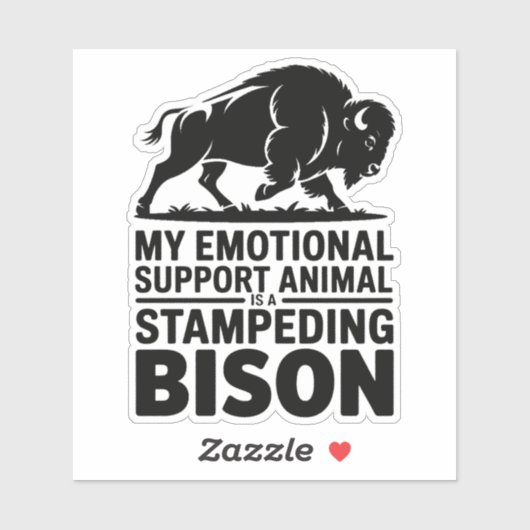 Emotional Support Bison Funny Mental Health Design Sticker (Vel)