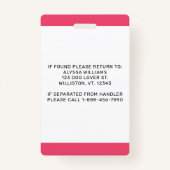 Emotional Support Dog ID Personated Pet Photo Badge (Achterkant)