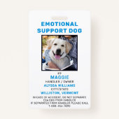 Emotional Support Dog Photo ID Badge (Voorkant)