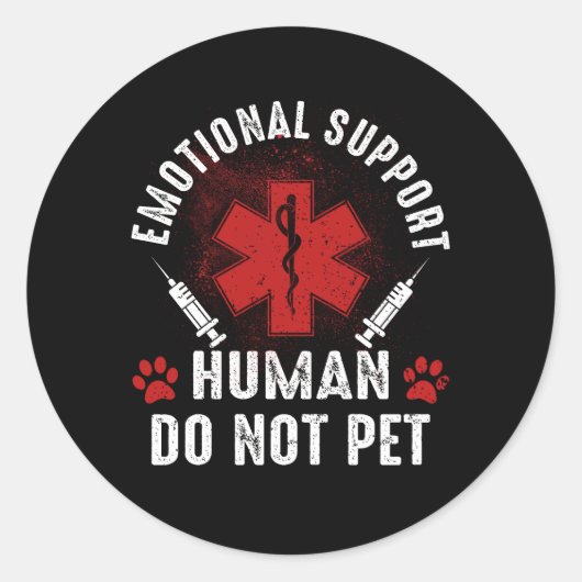 Emotional Support Human Do not Pet Service Dog Lov Ronde Sticker (Voorkant)