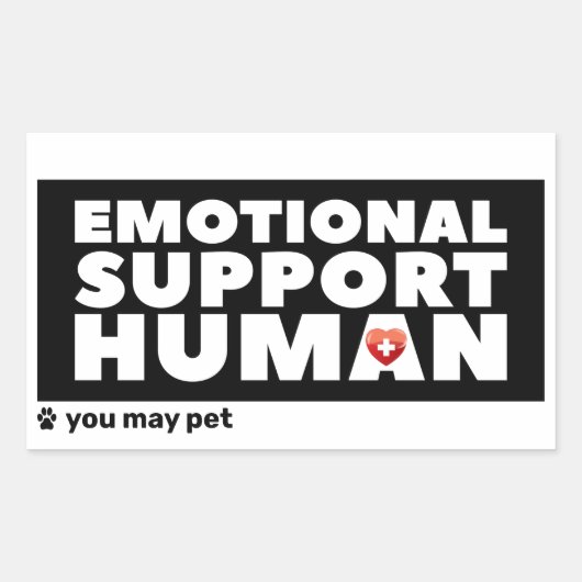 Emotional Support Human hart & pow print Rechthoekige Sticker (Voorkant)