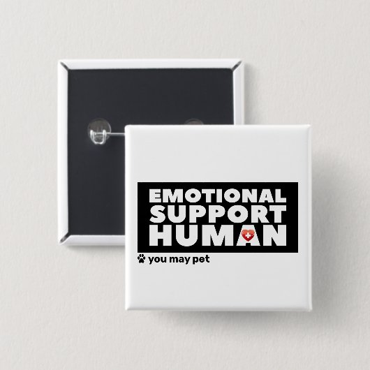 Emotional Support Human hart & pow print Vierkante Button 5,1 Cm (Voorkant /achterkant)