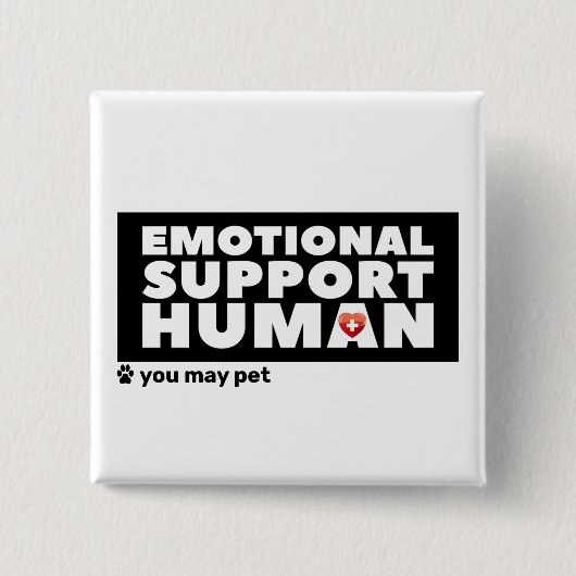 Emotional Support Human hart & pow print Vierkante Button 5,1 Cm (Voorkant)