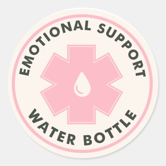 Emotional Support Water Bottle Ronde Sticker (Voorkant)