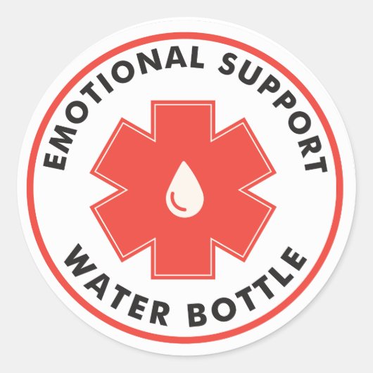 Emotional Support Water Bottle Ronde Sticker (Voorkant)
