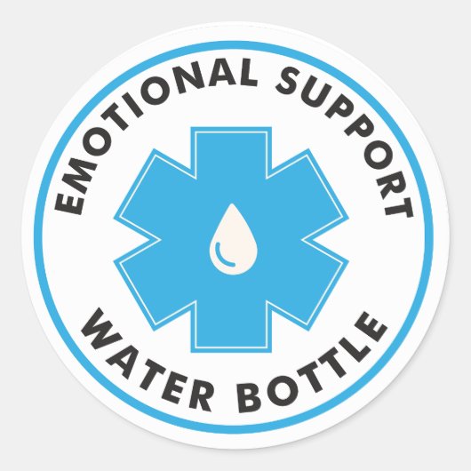 Emotional Support Water Bottle Ronde Sticker (Voorkant)