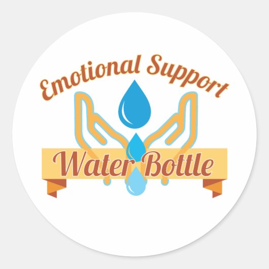 Emotional Support Water Bottle Round Sticker (Voorkant)
