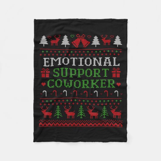 Emotional Suprt Coworker Funny Ugly Christmas Swea Fleece Deken (Voorkant)