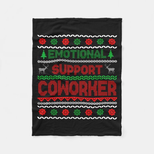 Emotional Suprt Coworker Funny Ugly Christmas Swea Fleece Deken (Voorkant)