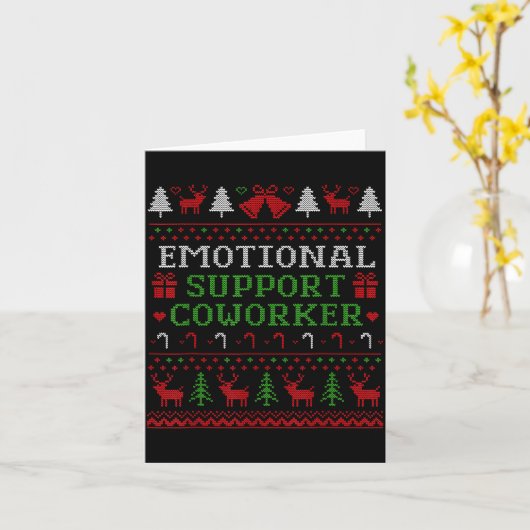 Emotional Suprt Coworker Funny Ugly Christmas Swea Kaart (Gele Bloem)