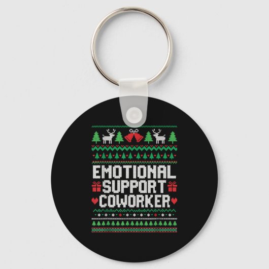 Emotional Suprt Coworker Funny Ugly Christmas Swea Sleutelhanger (Voorkant)