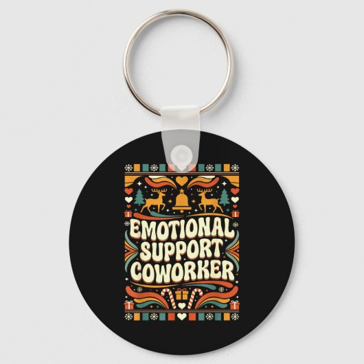 Emotional Suprt Coworker Funny Ugly Christmas Swea Sleutelhanger (Voorkant)