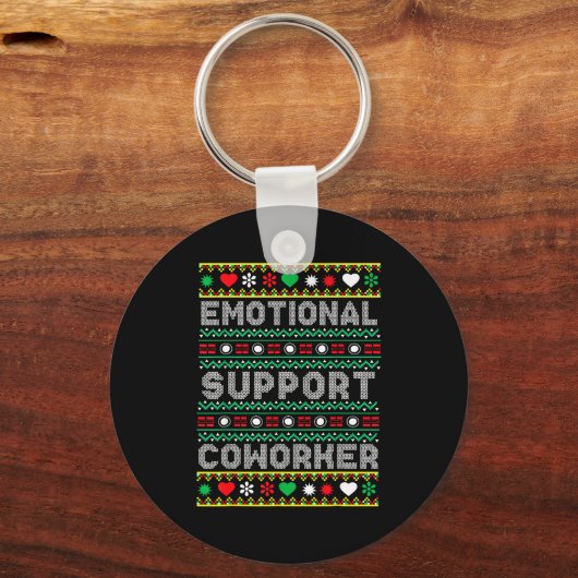 Emotional Suprt Coworker Funny Ugly Christmas Swea Sleutelhanger (Voorkant)
