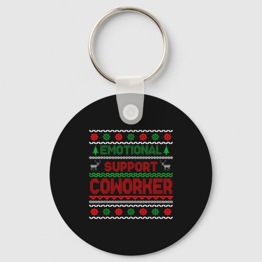 Emotional Suprt Coworker Funny Ugly Christmas Swea Sleutelhanger (Voorkant)