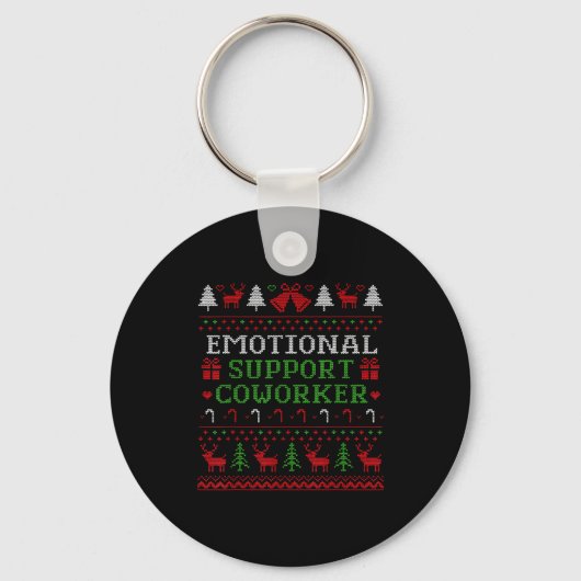 Emotional Suprt Coworker Funny Ugly Christmas Swea Sleutelhanger (Voorkant)